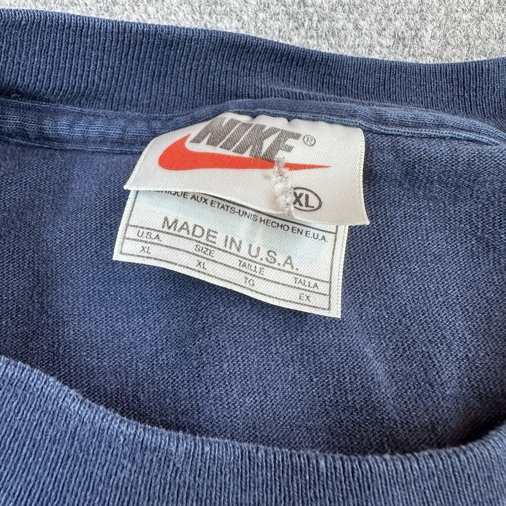VTG Nike Crewneck Sweatshirt XL Navy Blue Swoosh Made USA 90s Pullover - Picture 3 of 8